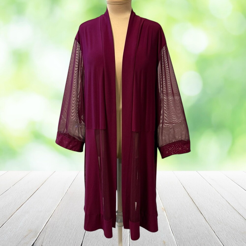 Vintage R&M RICHARDS Kimono Duster Jacket Sheer Mesh Evening Shimmer Plus 2X